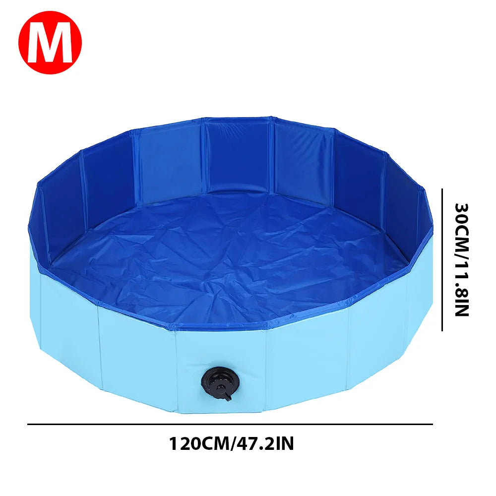 AquaPaws™ – Foldable Outdoor Dog Pool with Drain Valve